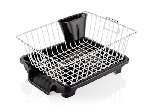 Image of RADIANT Basket Drainer & Dish Drainer Basket for Kitchen /Utensil Stand for Kitchen /Dish Drying Rack with Drainer /Bartan Stand /Dish Rack (Stainless Steel)