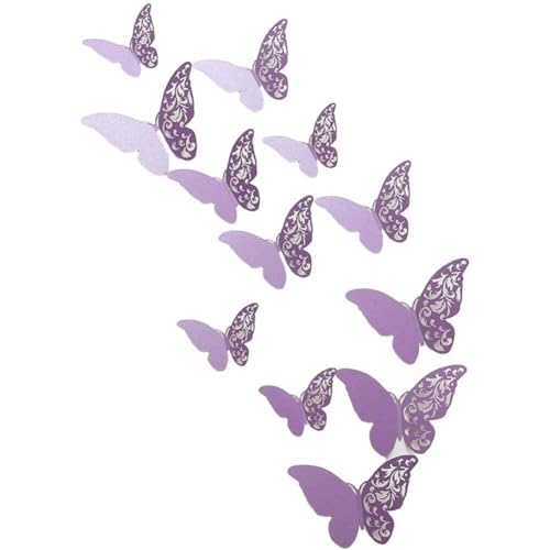 Autocollant Mural Papillon Creux 3D, 12 Pièces, Autocollants pour Salon, Décoration De Mariage À Domicile