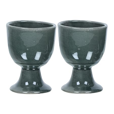 Image of Qimacplus Elevate Your Breakfast Experience Soft Boiled Egg Holder Set Stylish Ceramic Egg Cups Perfect Housewarming Gift Set of 2 (Olive Green)