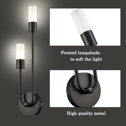 Image of HYDELITE Black Wall Sconce Modern Sconces Wall Lighting Industrial Bathroom Vanity Light for Bedroom Living Room Kitchen