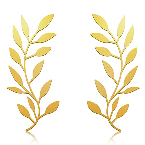 Zhengmy Lot de 2 feuilles d'arbre en métal pour décoration murale en fer forgé au-dessus du lit, salon, décoration extérieure (doré)