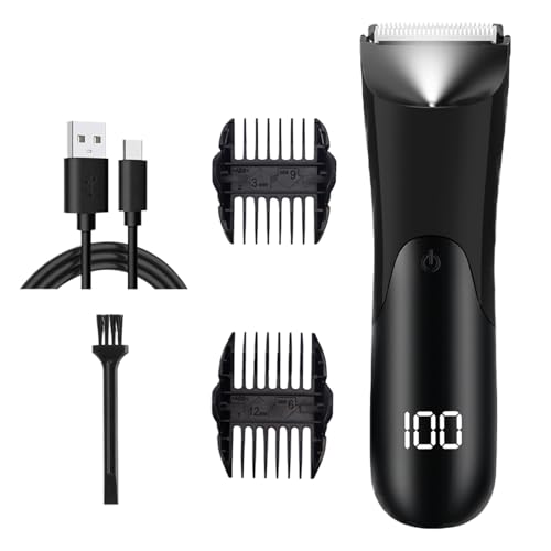 Cortapelos para Hombre,Afeador Barba con Pantalla Digital - Cortapelos Corporal Con Pantalla Digital Y Luz LED Para Cuerpo Y Cara