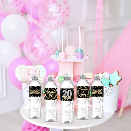 Stickers bouteille d'eau 20 ans mariage pour table chic - 5