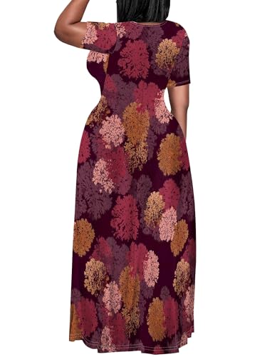 Image of PinkPatty Women's Plus Size Maxi Dresses Short Sleeve Sundress Summer T-Shirt Beach Long Dress with Pockets