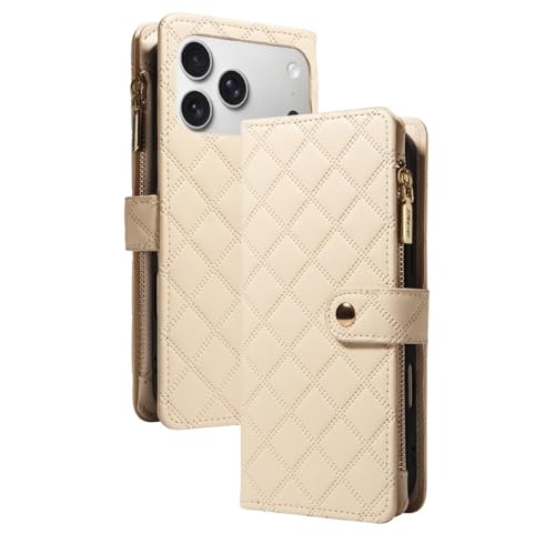 Étui de téléphone multifonctionnel antichoc en cuir TPU avec motif beige