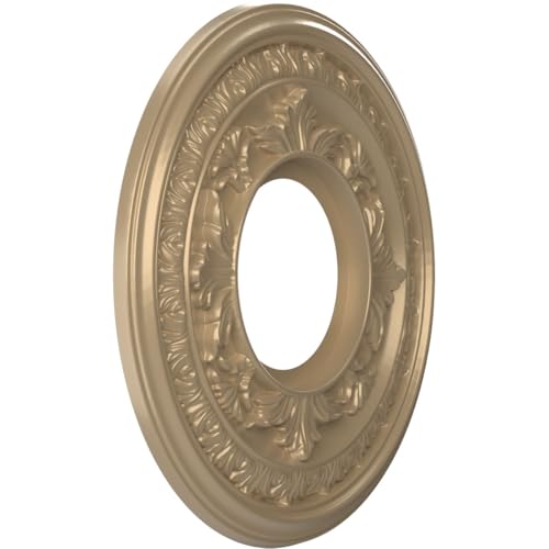 Image of Ekena Millwork 10 inchOD x 3 1 /2 inchID x 3 /4 inchP Baltimore Thermoformed PVC Ceiling Medallion (Fits Canopies up to 4 1 /4 inch), Universal Metallic Champagne Mist