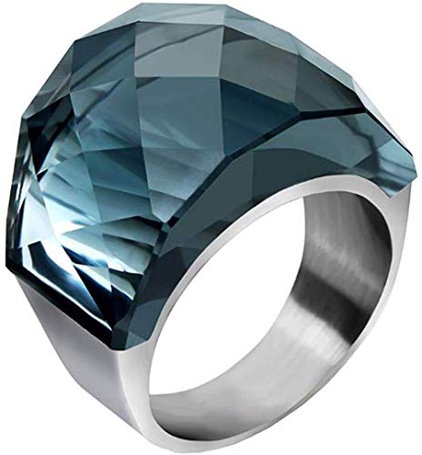 Image of HIJONES Men Women Stainless Steel Cubic Zirconia Royal Crystal Rings Wrap Band Cocktail Style