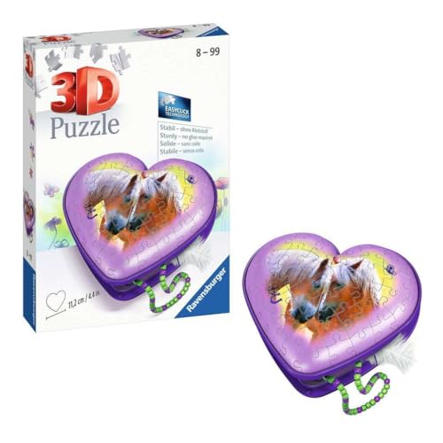 Ravensburger 3D Puzzle 11171 Herzschatulle Pferde 54 Teile Aufbewahrungsbox für Pferde Fans AB 8 Jahren: Erlebe Puzzeln in der 3. Dimension - vue 4