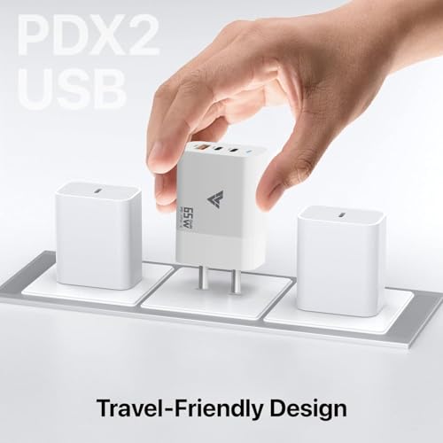 Image of DR VAKU 65W Charger Type C Fast Adapter with Type C and Data Cable PD 2.0, Multi Port Dual PD Charging GaN Technology for MacBook Laptop,iPhone 16,15 /14 /13, Samsung and Android Devices