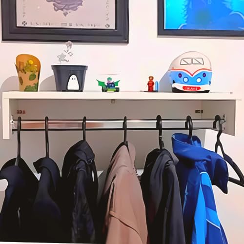 Kit Araras Parede Cabideiro Madeira De Parede Organizador Roupas Para Loja Closet Multiuso
