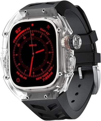 Bracelet en caoutchouc et boîtier en cristal 49mm pour Apple Watch Ultra style luxe féminin