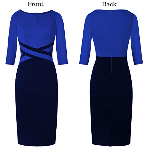 Image of VFSHOW Womens Work Business Casual 3 /4 Sleeve Slimming Fitted Front Zipper Crisscross Waist Office Party Pencil Sheath Dress