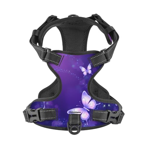 Dog Harness for Large Dogs with Leash No Pull 2 Leash Clips, Adjustable Soft Butterfly Dog Vest Set Large Size