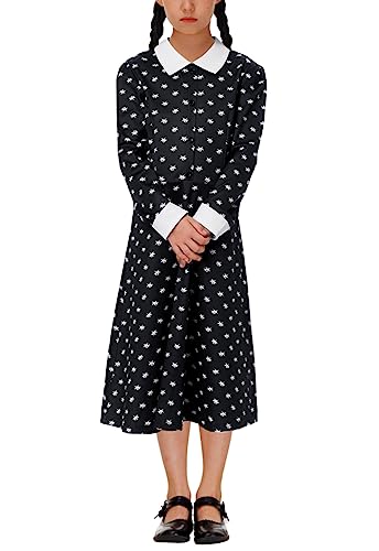 Remimi Halloween Girls Dresses Family Party Long Sleeve Black Dress 3-14 Years