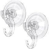 Giitoo 強力吸盤フック 浴室フック PET 透明 真空超強力吸着力 耐荷重3kg 繰り返し使用可能 壁を傷つけず キッチン 浴室 トイレ 直径70mm （２個入り）