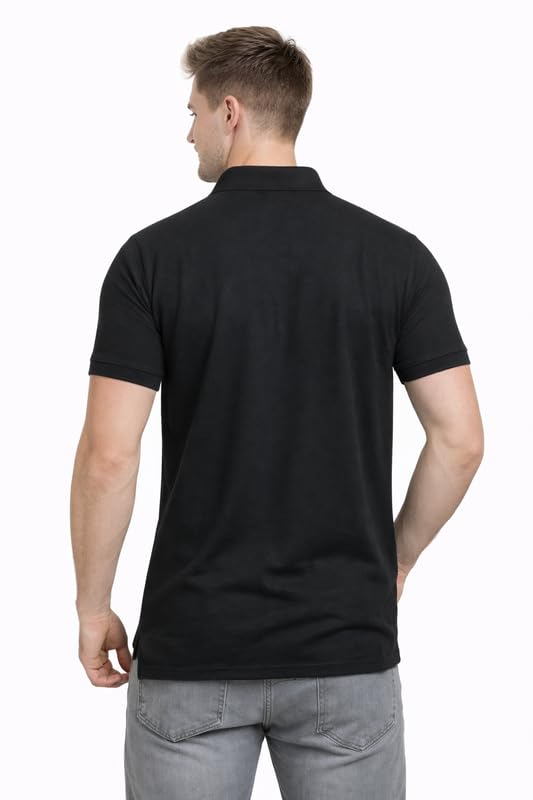 Image of SMAN Polo Neck T-Shirt Pack of 3 for Men & Boys | Half Sleeve Collar Tee with Pocket | Premium Spun Matty Fabric | Casual & Office Wear | Sizes M to 2XL | FX PO3 MCR BLK NVY