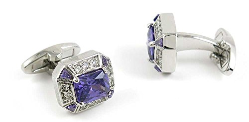 1 Par de Mancuernillas de Cristal Facetado Morado para Hombre miniatura 1