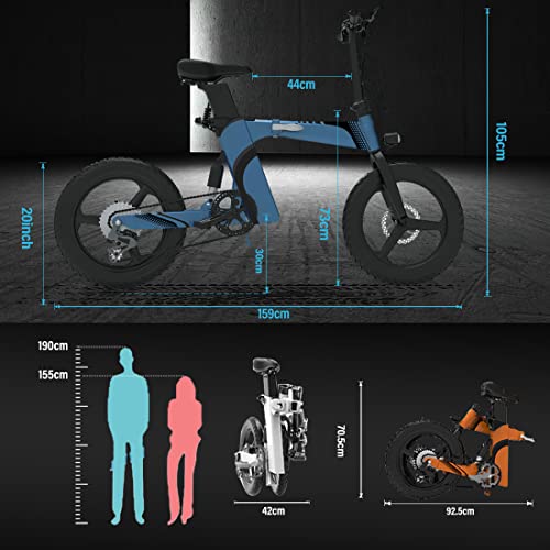 SHIZHUNIAO Elektrische fiets, inklapbaar, 20 inch, elektrische mountainbike voor volwassenen met 36 V, afneembare… - Afbeelding 7