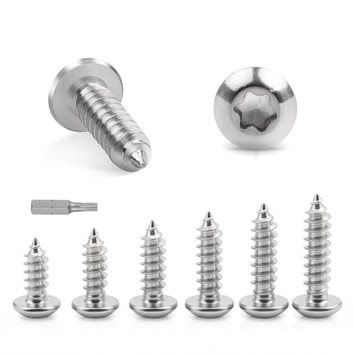 205 Pièces Vis Autotaraudeuses à Tête Ronde M4 avec, Kit de Vis Torx T20 (16/20/25/30/35 mm) pour Assemblage Bois, Panneaux de Particules, Réparations Métal et Menuise