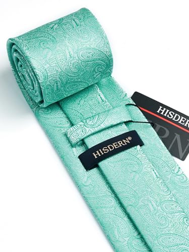 Image of HISDERN Extra Long Ties for Men Classic Floral Tie and Pocket Square Elegant Silk Necktie Handkerchief Set Wedding Party