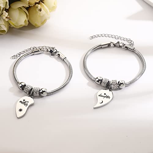 Image of Yonhon Mother Daughter Bracelet Necklace for 2 /3 /4, Mother Daughter Matching Keychain Set