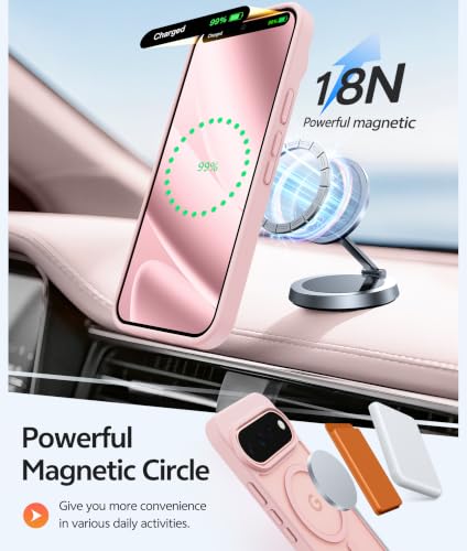 Image of FNTCASE for Google Pixel 11 Pro XL Case, Fit for Magsafe, Screen Protector | Translucent Matte Magnetic Back, 14FT Military Grade Drop Protection, Shockproof Protective Phone Cover, Light Pink