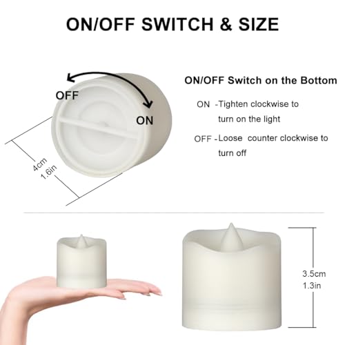 Image of Flameless LED Tea Lights With Remote - Battery Operated Votive Candles With Timer, 200H, Unscented Outdoor Flickering White Flame - 1.3 inch Set of 6