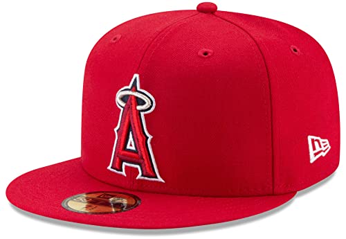 New Era Unisex-Adult MLB 9Fifty Team Color Primary Logo Adjustable Snapback Hat Cap One Size Fits All - Los Angeles Angels Red
