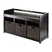 Winsome Addison 4-Piece Storage Bench with 3-Foldable Corn Husk Baskets