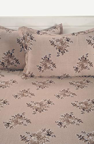 Image of Swayam Mercerized Pure Cotton Single Bedsheet with 1 Pillow Cover | Size 60 x 90 inch | 250 TC | Floral Design | Soft Breathable Bed Sheet | Comfortable & Durable for Bedroom - Brown