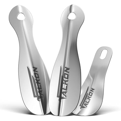 FALKON Shoe Horn Set | 7.5” Metal Shoe Horns, Shoe Horn Set for Women, Men and Kids, Ideal Travel Shoe Horn (3) Cover