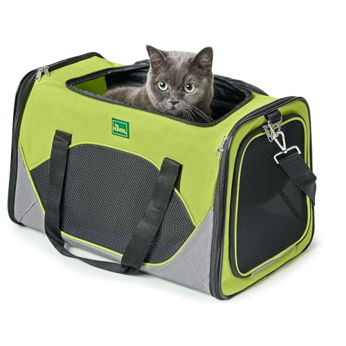 HUNTER KANSAS Tragetasche für Hunde und Katzen, zusammenfaltbar, 50 x 30 x 30 cm, hellgrün/ grau