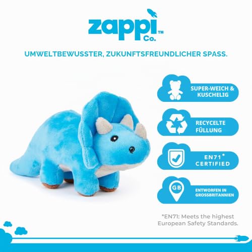 Zappi Co Kinder Kuschelweiches Plüschtier - Perfekte kuschelige Spielgefährten für Kinder Geburtstage und besondere Anlässe(12-15cm) (Triceratops)