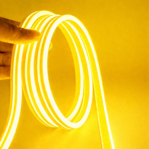 Image of 16.4 Feet Neon LED Strip Light | 12V Adapter, Waterproof IP65, Silicone Flexible Rope Light for Home Wall Decor & Gaming Room| Led Strip Lights | Neon Lights 5 Meter | (Yellow)