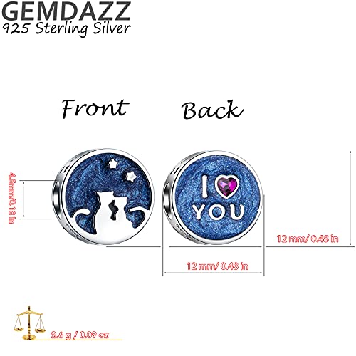 I Love You Couple Cat In Night Sky Charms, Fit Pandora Valentines Bracelet, 925 Sterling Silver Always By Your Side Lover Cat Blue Enamel Beads, Gift For Wife/Husband #TOP1
