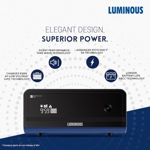 Image of Luminous Zelio 1100 Pure Sine Wave 900VA Inverter with 150Ah AmpPower Tall Tubular Battery Combo and Trolley - Home, Shop & Office Backup Power - 36M Inverter & 48M Battery Warranty | AmpPower Tall Tubular Battery, Combo with Trolley, Home, Shop & Office Backup Power, 36M Inverter & 48M Battery Warranty