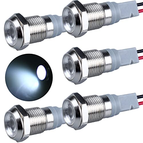 Voyant LED économique 12V 24V étanche avec fil de 15cm pour une signalisation blanche durable