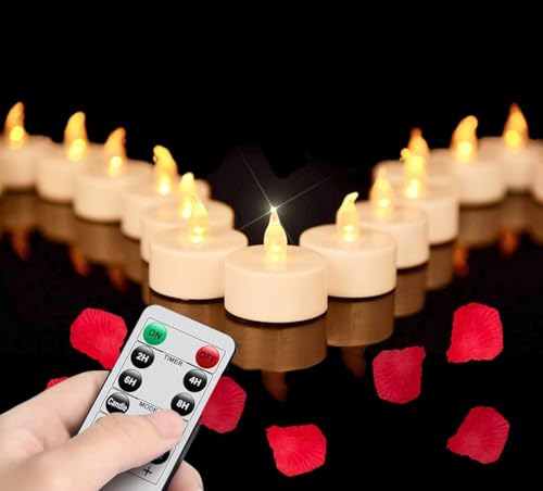 Nancia Lot de 5 bougies chauffe-plat LED avec télécommande et minuteur, sans flamme, longue durée de vie de plus de 400 heures, alimentées par piles, décoration d'intérieur, fêtes saisonnières et