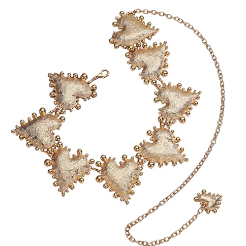 Women's Retro Concho Heart Style Western Country Cowgirl Mental Link Boho Waist Chian Belt for Dress Skirt Jeans3