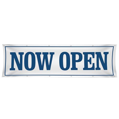 Large Now Open Banner 3x10 foot - Open Sign for Business - Grand Opening Banner Decorations for Outside Storefronts, Retailers, Shops, Food Trucks, Events and Fairs with 12 Brass Grommets