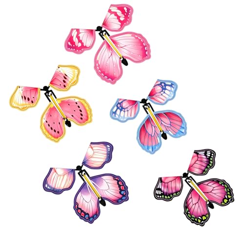 5 Pcs Butterflies Pink Series Lifelike Butterfly Flying Fairy Toy Gifts