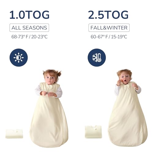 Image of 2.5 Tog Baby Sleep Sack 3-6 Months, Supersoft Quilted Cotton Thermostatic Toddler Sleeping Sack for Babies Infant, 2-Way Zipper Warm Comfy Baby Wearable Blanket
