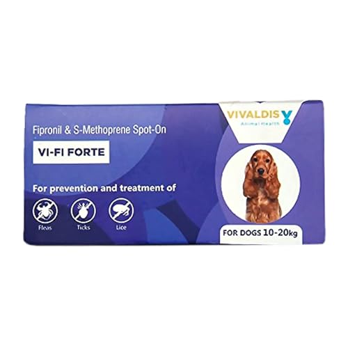 Image of Vivaldis VI-FI Forte 1.34 ml - Single Pipette - Spot on Solution for Prevention & Effective Control of Flea, Tick & Chewing Lice Treatment for Dogs Weighing from 10 to 20 kg (Pack of 1)