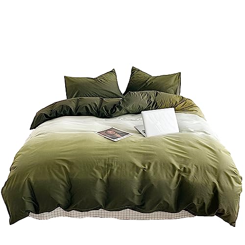 ED-Lumos Funda Nórdica Cama 105cm Microfibra Juego de Ropa de Cama ４ Piezas Funda de edredón 180x220cm Sábana encimera 235x250cm Funda de Almohada 48x74cm Poliéster Verde