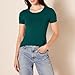 Amazon Essentials Women's Regular-Fit Short-Sleeve Crewneck T-Shirt, Pack of 2, Dark Green/Powder Blue, Large
