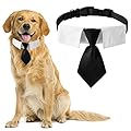 HACRAHO Dog Necktie, 1 Pack Black Dog Wedding Tuxedo Tie Cotton Dog Neck Tie with Adjustable Buckle for Medium and Large Dogs, L