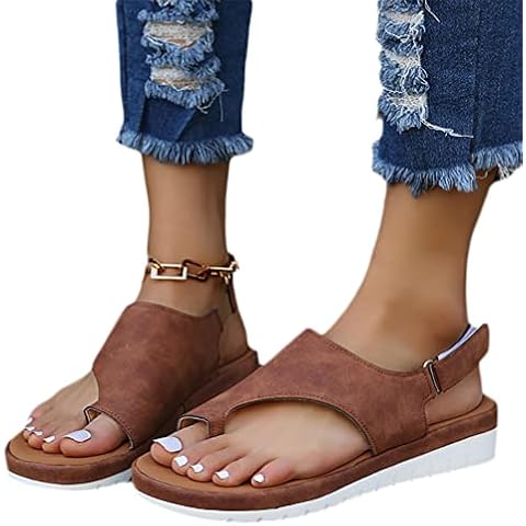 Minetom Damen Sommer Big Toe Fußkorrektur Sandale Frauen Schuhe Sommer Strand Reise Hallux Valgus Flache Zehentrenner Flip Flops A Braun 39 EU Cover
