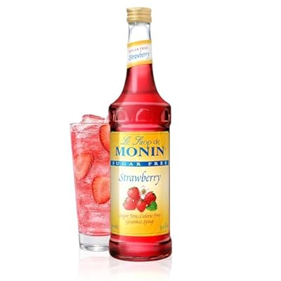 Monin - Sugar Free Strawberry Syrup, Mild and Sweet, Great for Cocktails, Sodas, and Smoothies, Non-GMO, (750 ml)