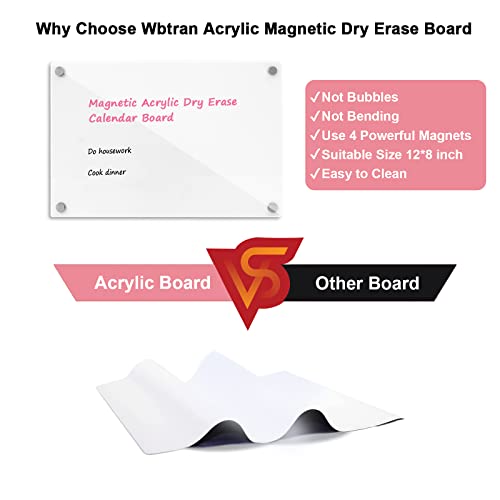 Acrylic Whiteboard Small, 12 X 8 Inches Small Note Board For Refrigerator, Easy To Write And Clean Dry Erase Board For Reusable, Includes 2 Dry Erase Markers (White) #TOP2