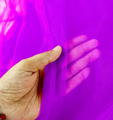 Image of SATYAM KRAFT 5 Meter Multipurpose Net Fabric Soft Cloth Roll | Wedding, Valentine & Party Decoration Items, Birthday, Anniversary | Stage, Tent, Backdrop, Mandap Festive, Event Decor Net (Purple)